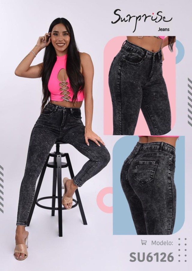 Pantalón Surprise 6126 Negro jaspeado – Kalexa fashion